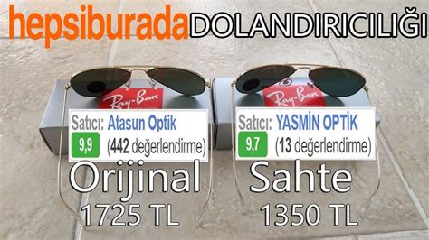 ORİJİNAL DİYE SATILAN REPLİKA GÜNEŞ GÖZLÜĞÜNÜ.